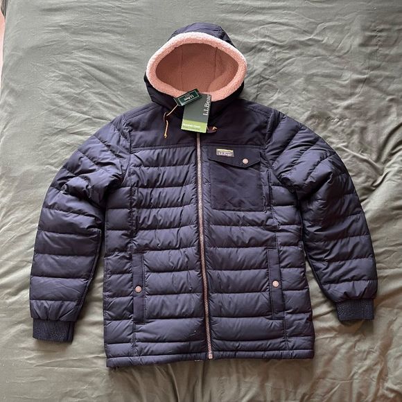 L.L. Bean Sherpa-Lined Classic Down Hooded Jacket Parka Hoodie North Face LL - Picture 2 of 8